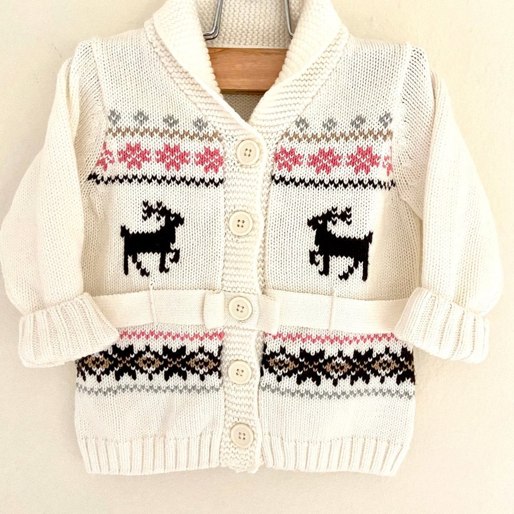 NWOT Lands End Baby Girls Sweater Fair Isle White